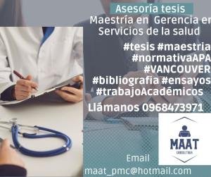 Asesoría de tesis: MAESTRÍA EN GERENCIA EN SERVICIOS DE LA SALUD