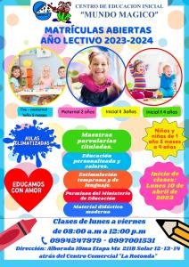Centro de Educación Inicial Mundo Mágico - Matriculas abiertas Año Lectivo 2023 2024 Guayaquil