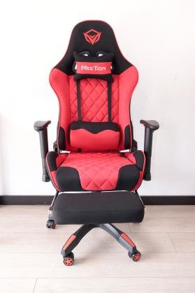 Silla Gamer Meetion Roja / Silla Gamer con Masajeador Lumbar y Reposapiés