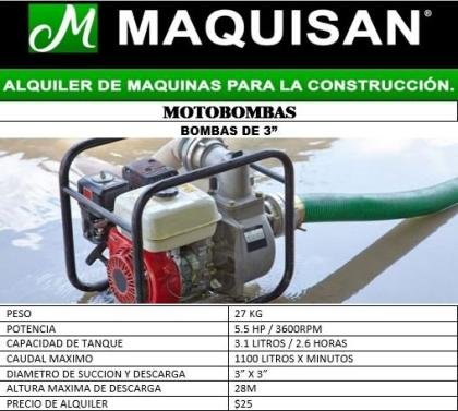 ALQUILER DE MOTOBOMBAS DE 3